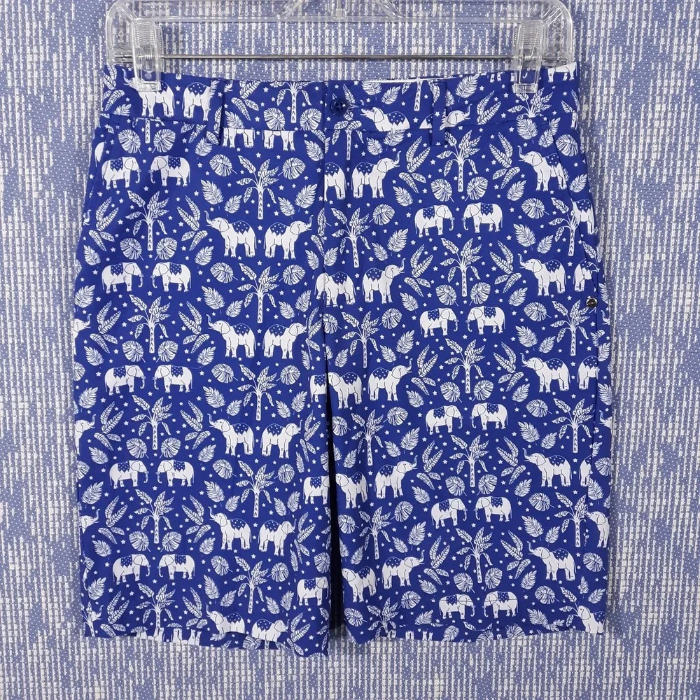 Polo Ralph Lauren Shorts Kids Boys Size 16 Waist 28 Inseam 9 Elepant Print Blue